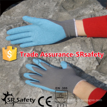 SRSAFETY 13 guage blue latex gloves industrial glove production line,crinkle finish